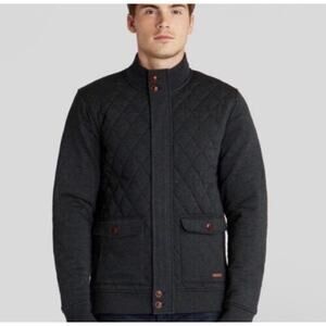 Ted Baker London Men Charcoal Quiltin Quilted Full Zip Cotton Jacket Size Large